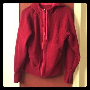 This is a dark pink hoodie
